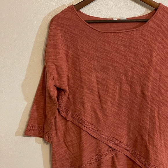 Moth Anthropologie S Orange Knit Crossover Crochet Trim Sweater - Picture 2 of 8